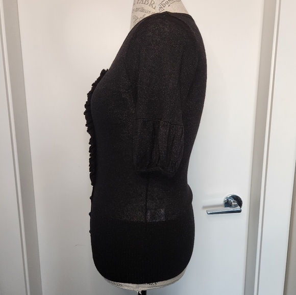 Sparkly Black Puff Sleeve Cardigan - Picture 3 of 12
